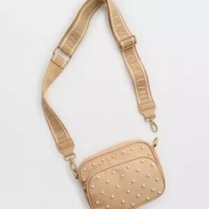 Aerie Tan Studded Crossbody Bag